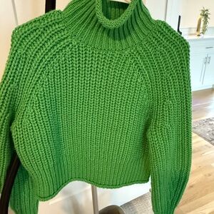Green Knit Turtleneck Sweater